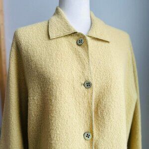 Vintage Sigrid Olsen Sport Citron Yellow Boiled Wool Jacket with Pockets – US L